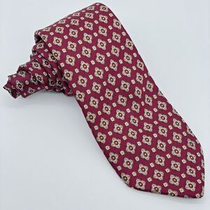 Gian Marco di Signa Vintage Men's Tie 100% Silk Burgundy Retro Squares Cool Dad